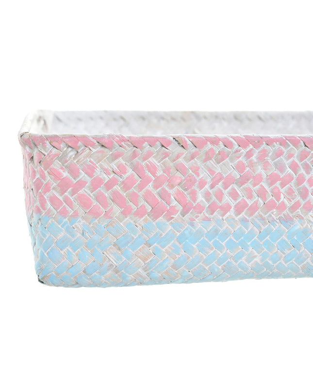 Natural fiber boho basket from DKD Home Decor, 26x26x9 cm, ideal for bathroom or home organization.