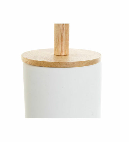 Ceramic toilet brush holder in natural white by DKD Home Decor, 10x10x38 cm, for bathroom and household use.