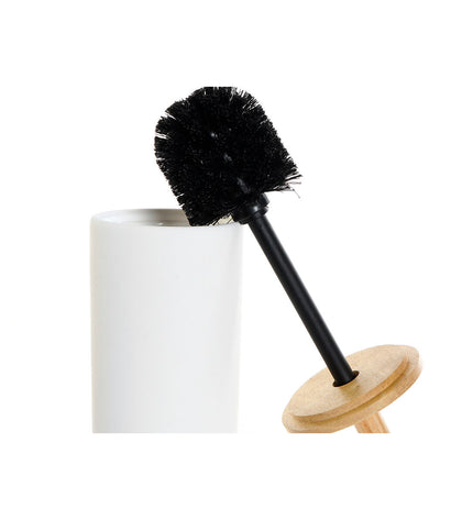 Ceramic toilet brush holder in natural white from DKD Home Decor, 10x10x38 cm, suitable for bathroom and household use.
