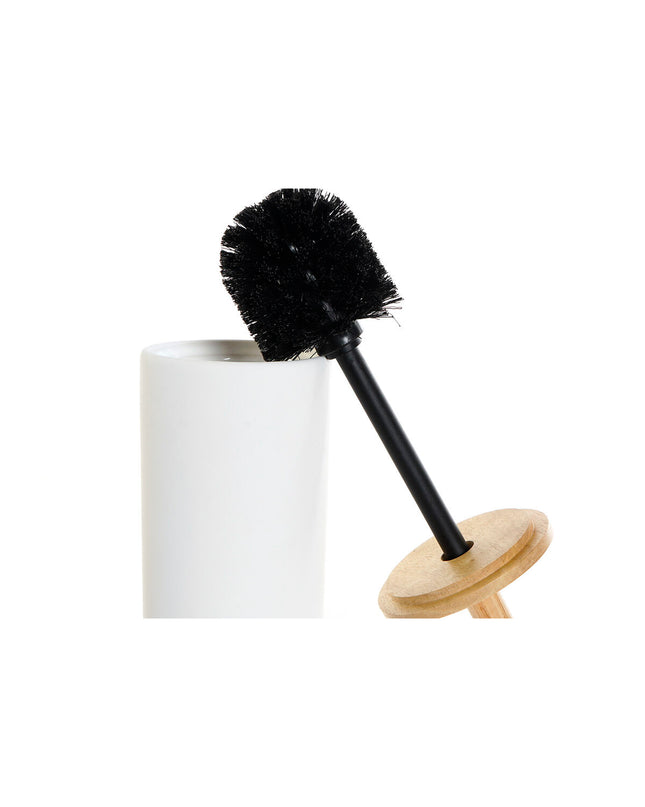 Ceramic toilet brush holder in natural white from DKD Home Decor, 10x10x38 cm, suitable for bathroom and household use.