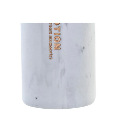 White marble DKD Home Decor soap dispenser with natural resin and rubber, suitable for bathroom and kitchen use.