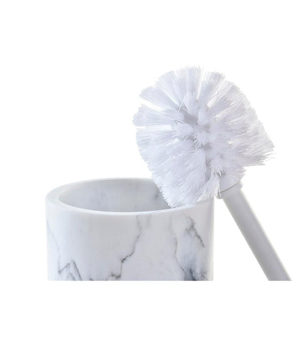 DKD Home Decor toilet brush in white with natural metal and marble base, designed for bathroom use, measuring 30x40 cm.