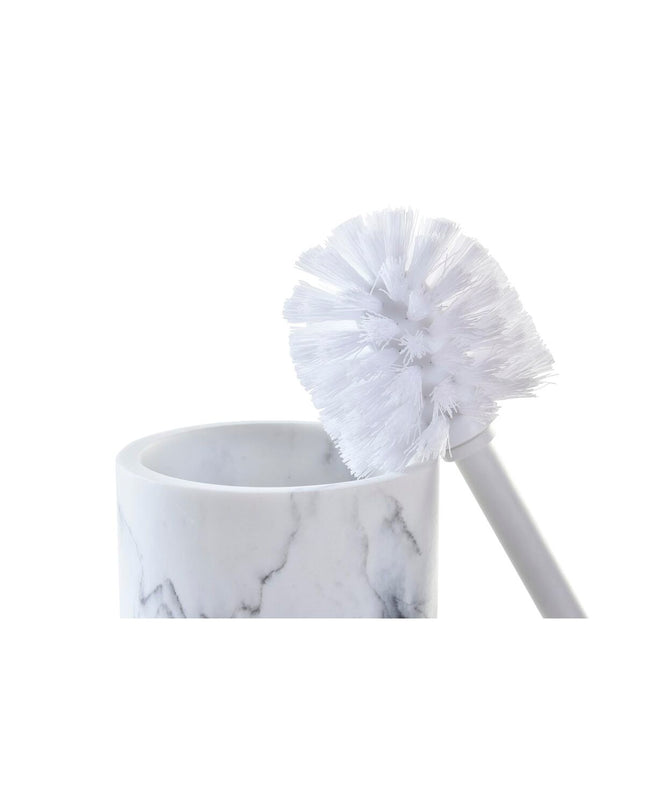 DKD Home Decor toilet brush in white with natural metal and marble base, designed for bathroom use, measuring 30x40 cm.