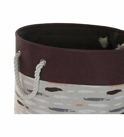 Set of three DKD Home Decor fabric storage baskets in gray and orange, 45x45x45 cm, for home organization and kitchen use.
