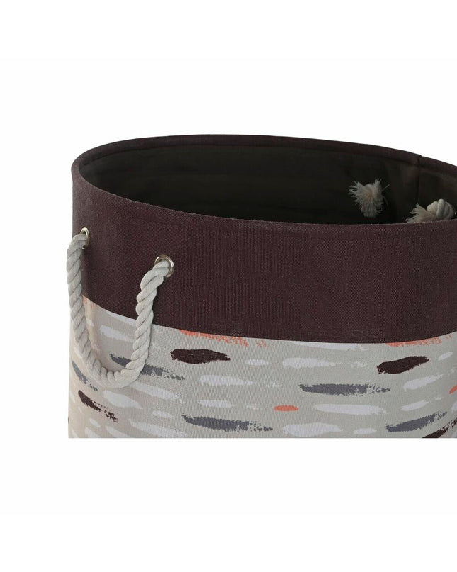 Set of three DKD Home Decor fabric storage baskets in gray and orange, 45x45x45 cm, for home organization and kitchen use.
