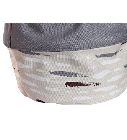Set of three DKD Home Decor gray and orange storage baskets, 28x28x30 cm, for home organization and kitchen storage.