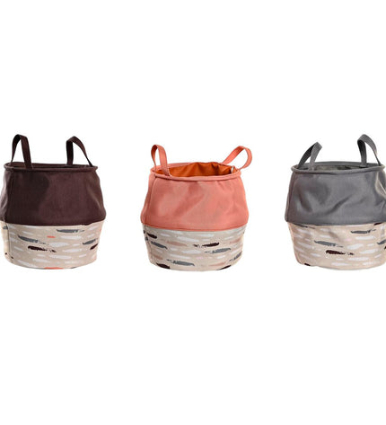 Set of three DKD Home Decor laundry baskets in gray and orange, 28x28x30 cm for home organization and storage.