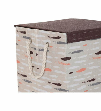 Set of three DKD Home Decor laundry baskets with lids, gray and orange, 36x36x55 cm for storage and organization.