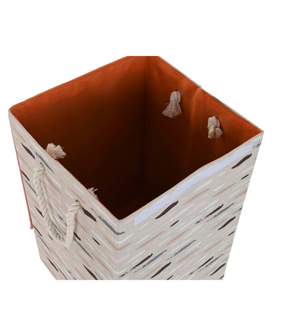 Set of three DKD Home Decor laundry baskets with lids, gray and orange, measuring 36x36x55 cm, for home organization and storage.