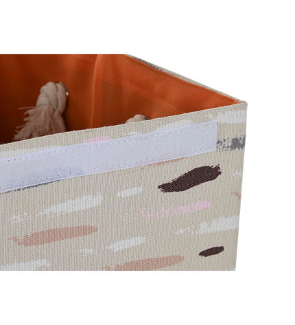 Set of three DKD Home Decor gray and orange laundry baskets with lids, 36x36x55 cm, for home organization and storage.