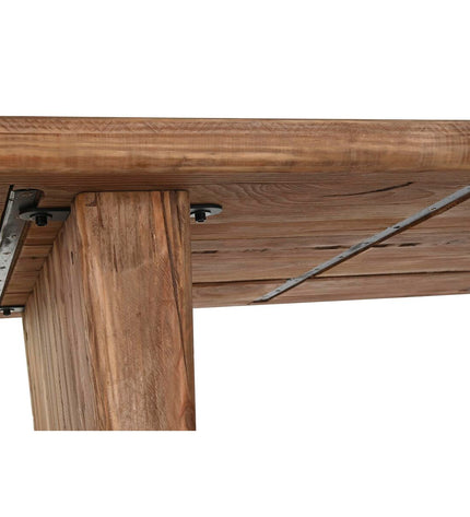 DKD Home Decor dining table in natural recycled pine wood, 180x90x77 cm, sturdy farmhouse style for kitchen or dining room.