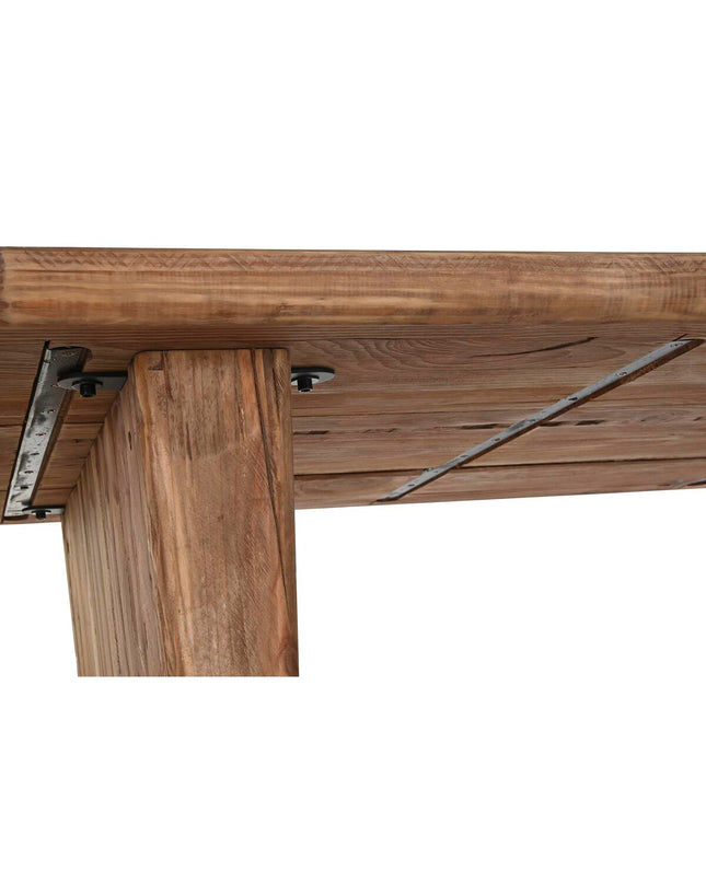 DKD Home Decor dining table in natural recycled pine wood, 180x90x77 cm, sturdy farmhouse style for kitchen or dining room.