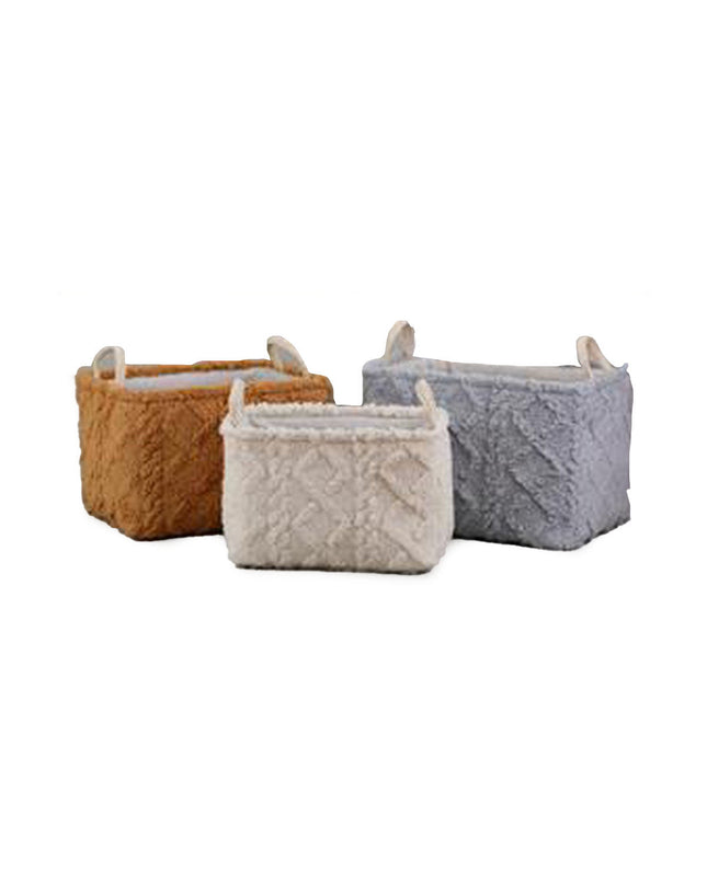 DKD Home Decor basket spelset for house and kitchen, bathroom storage, 42x32x27 cm, woven basket with handles.