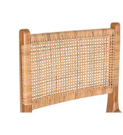 DKD Home Decor teakwood chair with rattan weaving, natural light brown finish, measuring 51x48x86 cm, stylish home furniture.