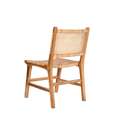 DKD Home Decor teakwood armchair with natural light brown rotan wicker, measures 51 x 54 x 86 cm, stylish house and kitchen furniture