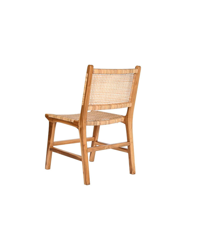 DKD Home Decor teakwood armchair with natural light brown rotan wicker, measures 51 x 54 x 86 cm, stylish house and kitchen furniture