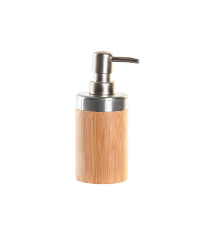 Pair of DKD Home Decor silver bamboo bathroom containers, 7x7x17 cm, made of polypropylene, natural bamboo finish.