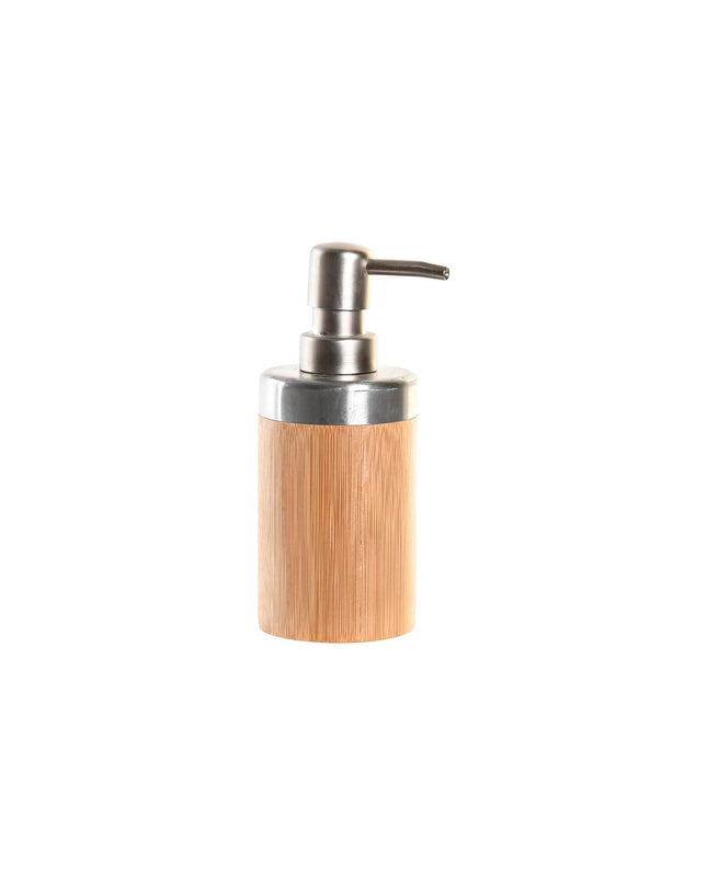 Pair of DKD Home Decor silver bamboo bathroom containers, 7x7x17 cm, made of polypropylene, natural bamboo finish.