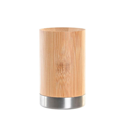 DKD Home Decor bamboo toothbrush holder for bathroom, natural bamboo and polypropylene, measures 7x7x11 cm.