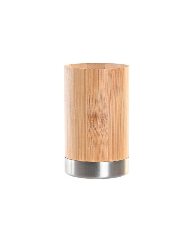 DKD Home Decor bamboo toothbrush holder for bathroom, natural bamboo and polypropylene, measures 7x7x11 cm.