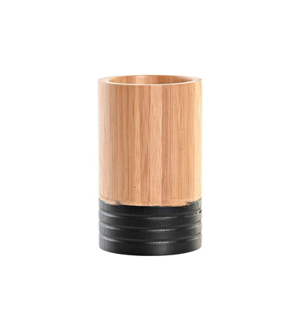 Bamboo toothbrush holder from DKD Home Decor, 7x7x11 cm, designed for bathroom organization with a minimalist style
