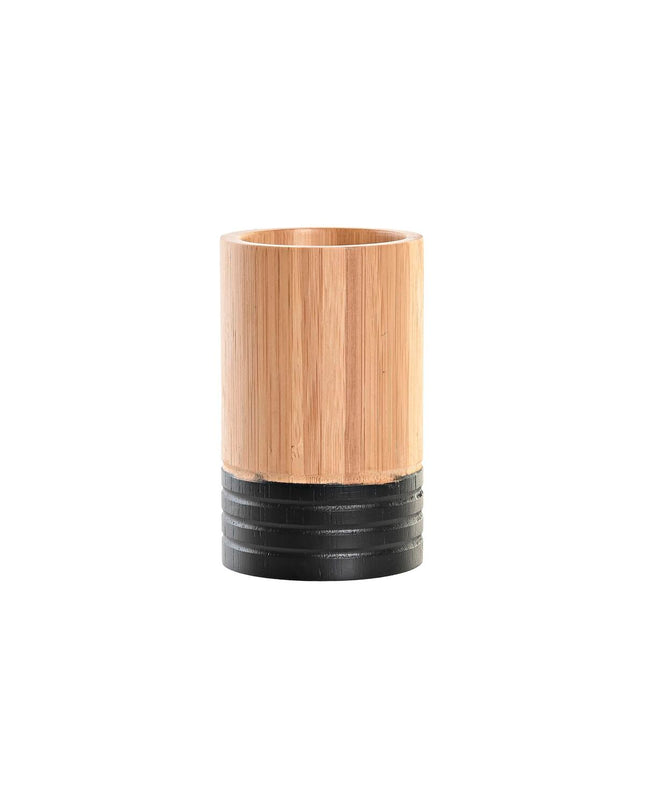 Bamboo toothbrush holder from DKD Home Decor, 7x7x11 cm, designed for bathroom organization with a minimalist style