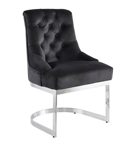 Black and silver DKD Home Decor kitchen chair with a modern design, measuring 60 x 58 x 93 cm, suitable for home and cooking spaces.
