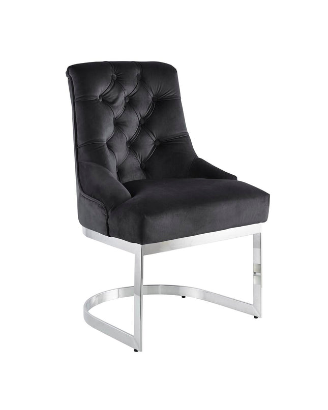 Black and silver DKD Home Decor kitchen chair with a modern design, measuring 60 x 58 x 93 cm, suitable for home and cooking spaces.