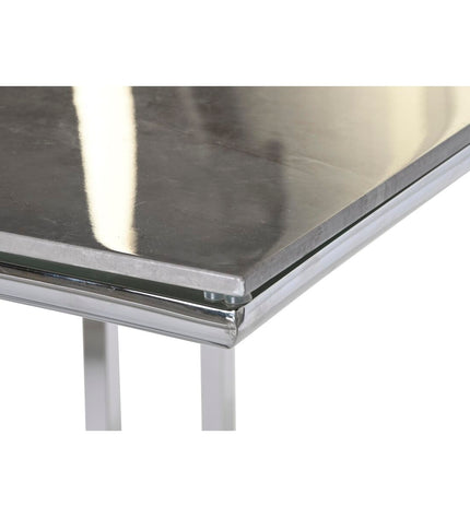 Silver-colored DKD Home Decor dining table with crystal accents, measuring 180x90x75 cm, featuring a sturdy steel frame and white finish.