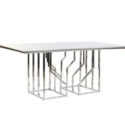 Silver-colored crystal and steel dining table by DKD Home Decor, 180x90x75 cm, with a sleek modern design.