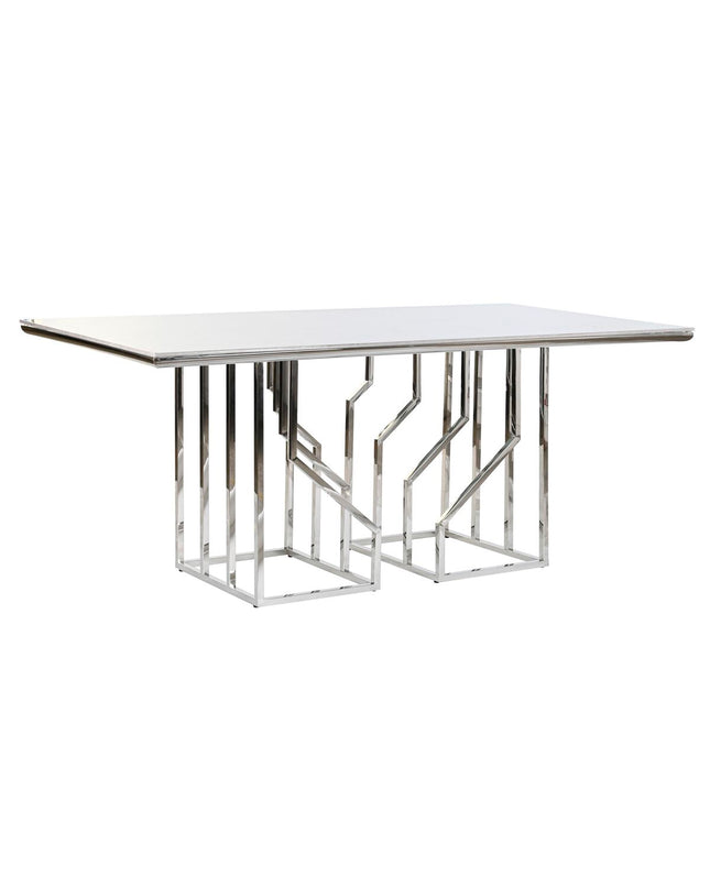 Silver-colored crystal and steel dining table by DKD Home Decor, 180x90x75 cm, with a sleek modern design.
