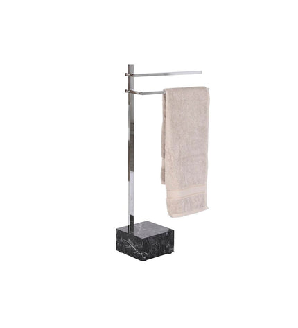 DKD Home Decor black standing towel rack with steel and wood, 45x21x80 cm for bathroom organization and decor.