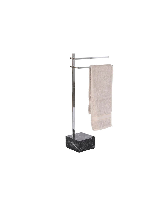 DKD Home Decor black standing towel rack with steel and wood, 45x21x80 cm for bathroom organization and decor.