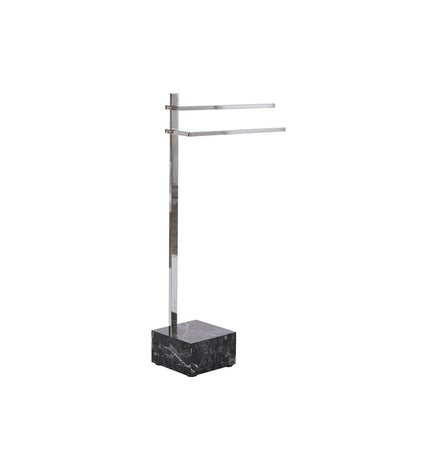 DKD Home Decor silver standing towel rack in black steel with wooden MDF accents, measuring 45x21x80 cm for bathroom use.