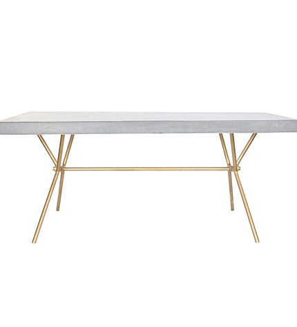 DKD Home Decor gray and gold rectangular dining table with white top, made of mangohout, measuring 180x90x76 cm.
