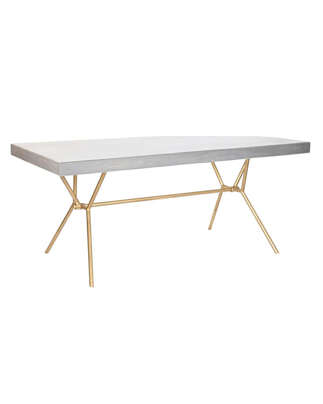 DKD Home Decor gray and gold dining table with mangohout wood surface, rectangular 180x90x76 cm, suitable for home and kitchen use.