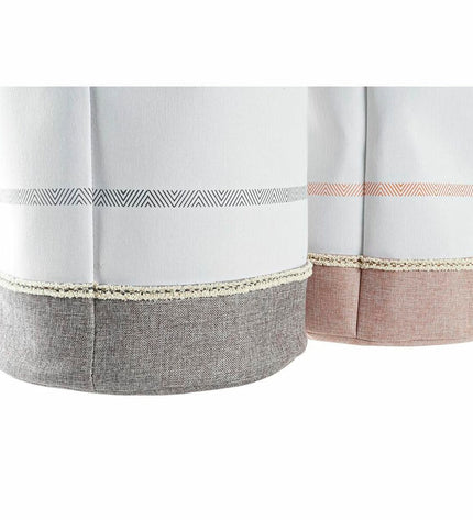 Pair of DKD Home Decor gray and pink polyester laundry baskets, 39x39x41 cm, for home organization and storage.