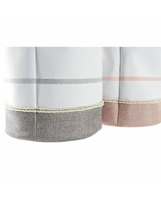 Pair of DKD Home Decor gray and pink polyester laundry baskets, 39x39x41 cm, for home organization and storage.