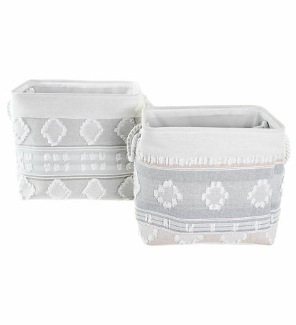 Gray DKD Home Decor basket spelset for home and bath, measuring 45x35x40 cm, made of woven material with a sturdy handle.