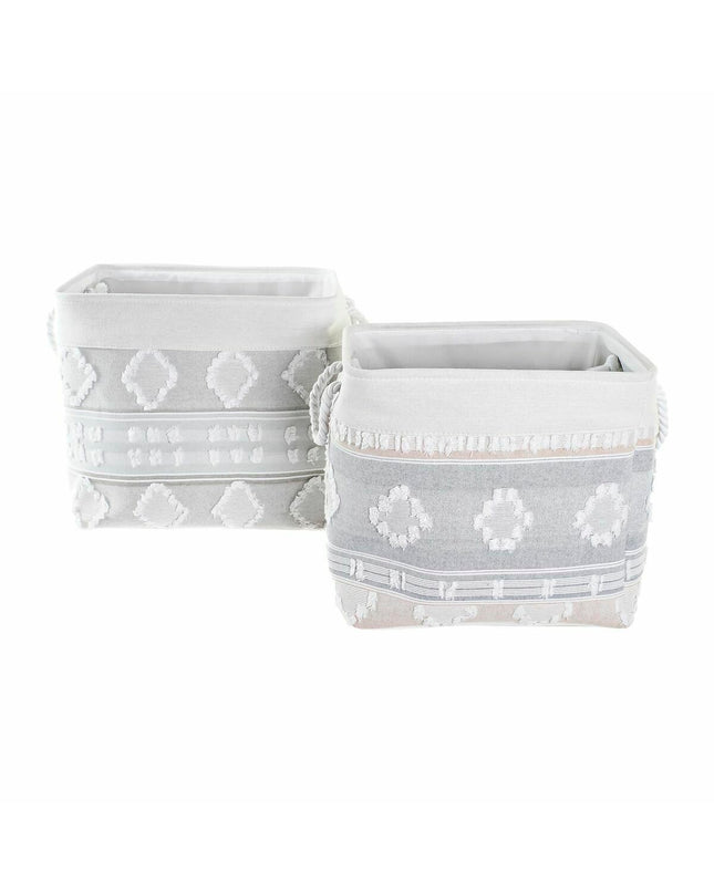 Gray DKD Home Decor basket spelset for home and bath, measuring 45x35x40 cm, made of woven material with a sturdy handle.