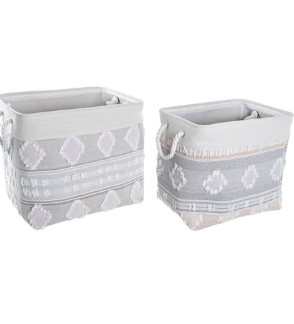 Gray DKD Home Decor basket spelset for bathroom or home organization, measuring 45x35x40 cm, made of woven material.