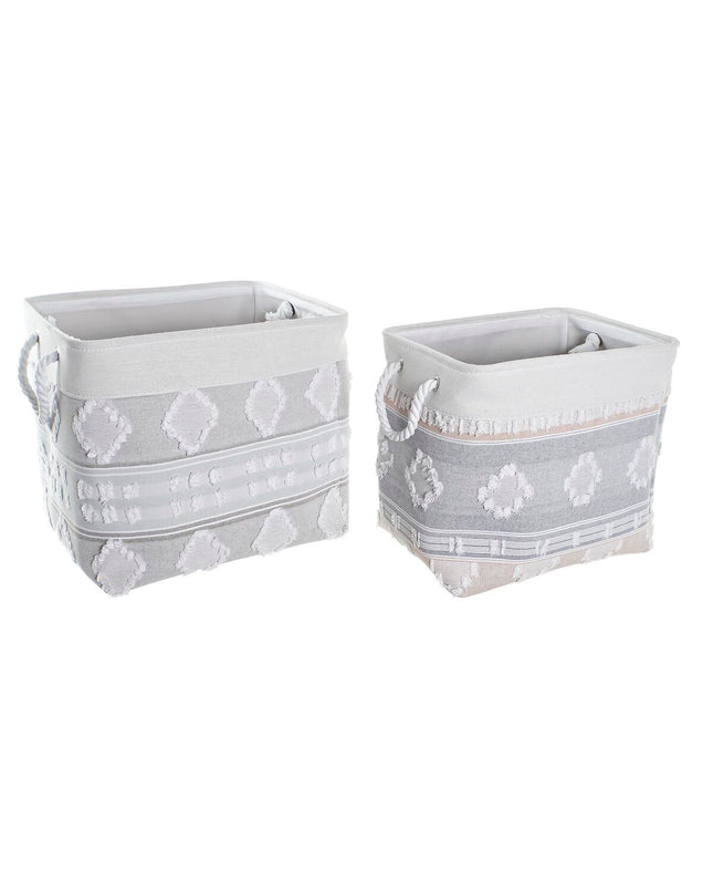 Gray DKD Home Decor basket spelset for bathroom or home organization, measuring 45x35x40 cm, made of woven material.