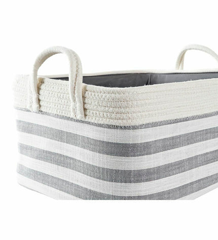 Gray DKD Home Decor basket playset for home and bathroom, measuring 40x30x23 cm, with striped design and plastic construction.