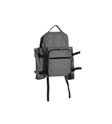 DKD Home Decor picnic set in dark gray, includes plates and utensils, suitable for outdoor camping and picnic activities.