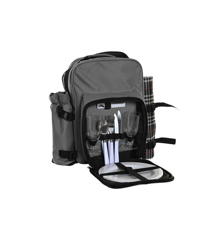 DKD Home Decor picnic set in dark gray with table and seating for outdoor camping and hiking, dimensions 28.5 x 20 x 39 cm