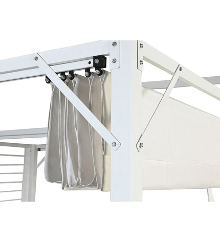DKD Home Decor outdoor pergola in white, steel frame, 296x296x225 cm, ideal for garden outdoor decoration.