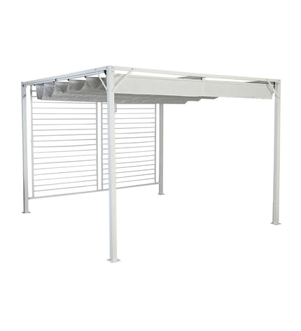 Outdoor garden pergola by DKD Home Decor, white steel frame measuring 296x296x225 cm, ideal for outdoor decoration and shade.