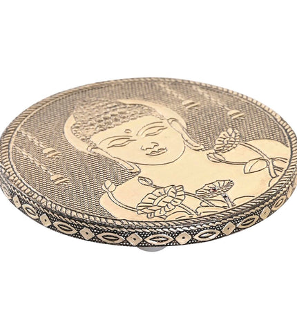 Aluminium Buddha essential oil burner with Arabic design, 10cm diameter, from DKD Home Decor, for home decor and aromatherapy.