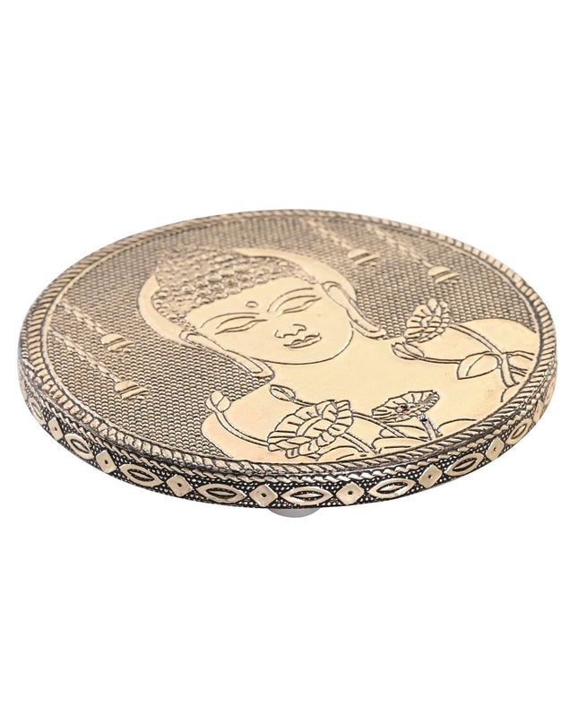 Aluminium Buddha essential oil burner with Arabic design, 10cm diameter, from DKD Home Decor, for home decor and aromatherapy.
