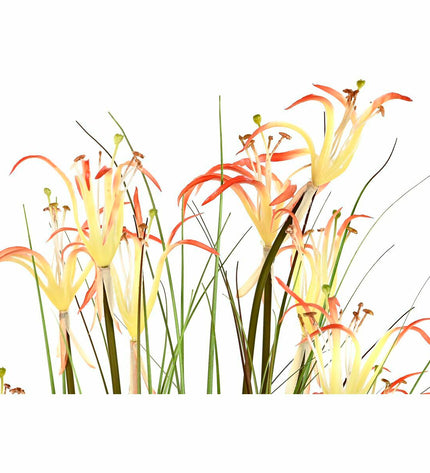 Pair of decorative metal plants in orange, green, and bordeaux with PVC leaves, 45x45x140 cm, from DKD Home Decor.
